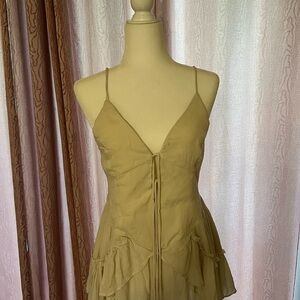 Free People cream Ruffled Mini Sundress